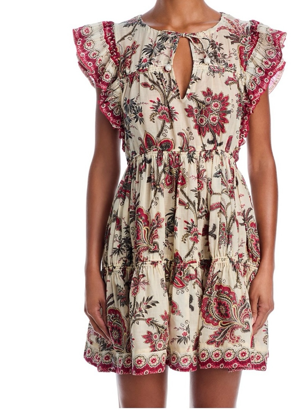 SEA Floral Paisley Ruffle Cotton Mini Dress🌸